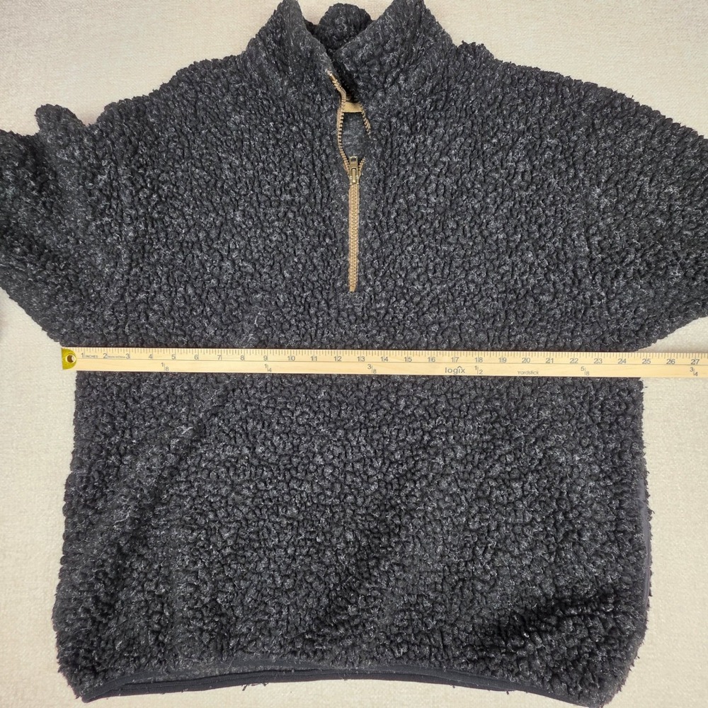 Vintage CB Sports Mens Sherpa Fleece Quarter Zip Pullover Charcoal Gray USA Made - Picture 9 of 11